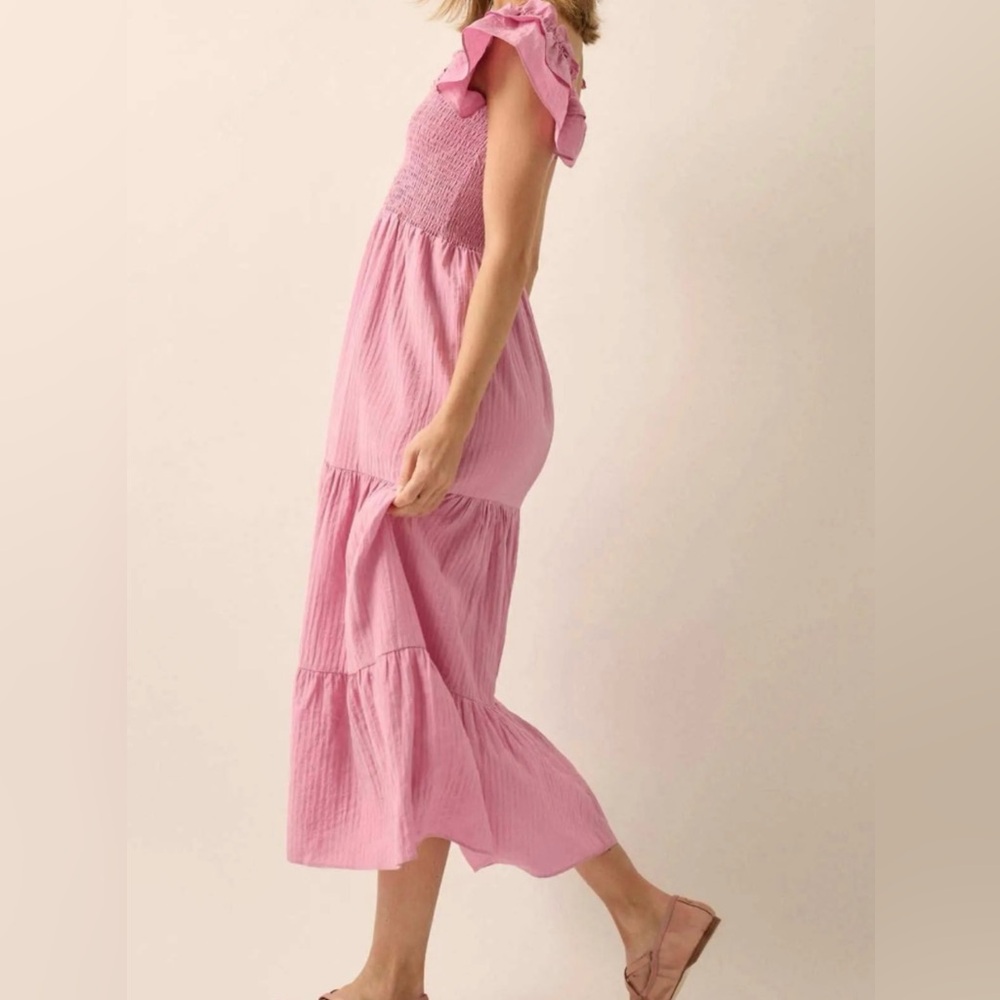 Spring fling stripe ruffled midi dress by Promesa